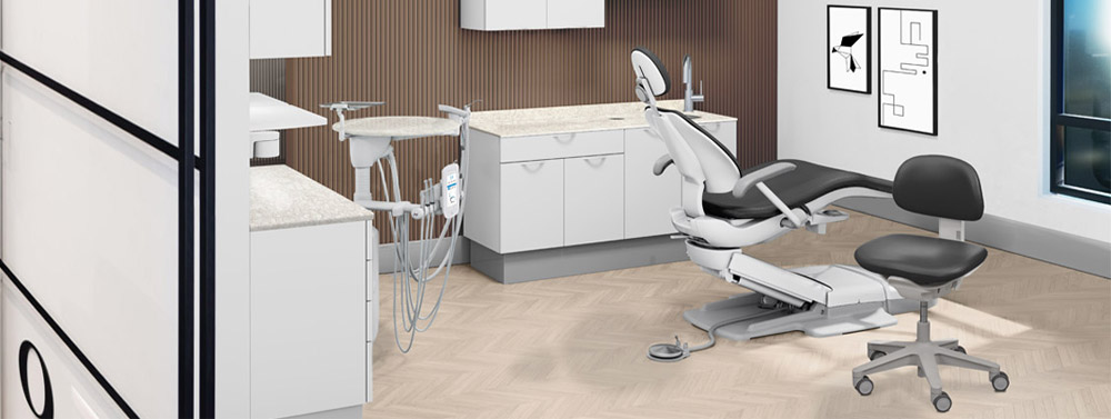 A-dec Inspire 300 dental cabinets in a dentist's office